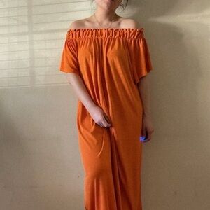 Zara Off the Shoulder Orange Midi S